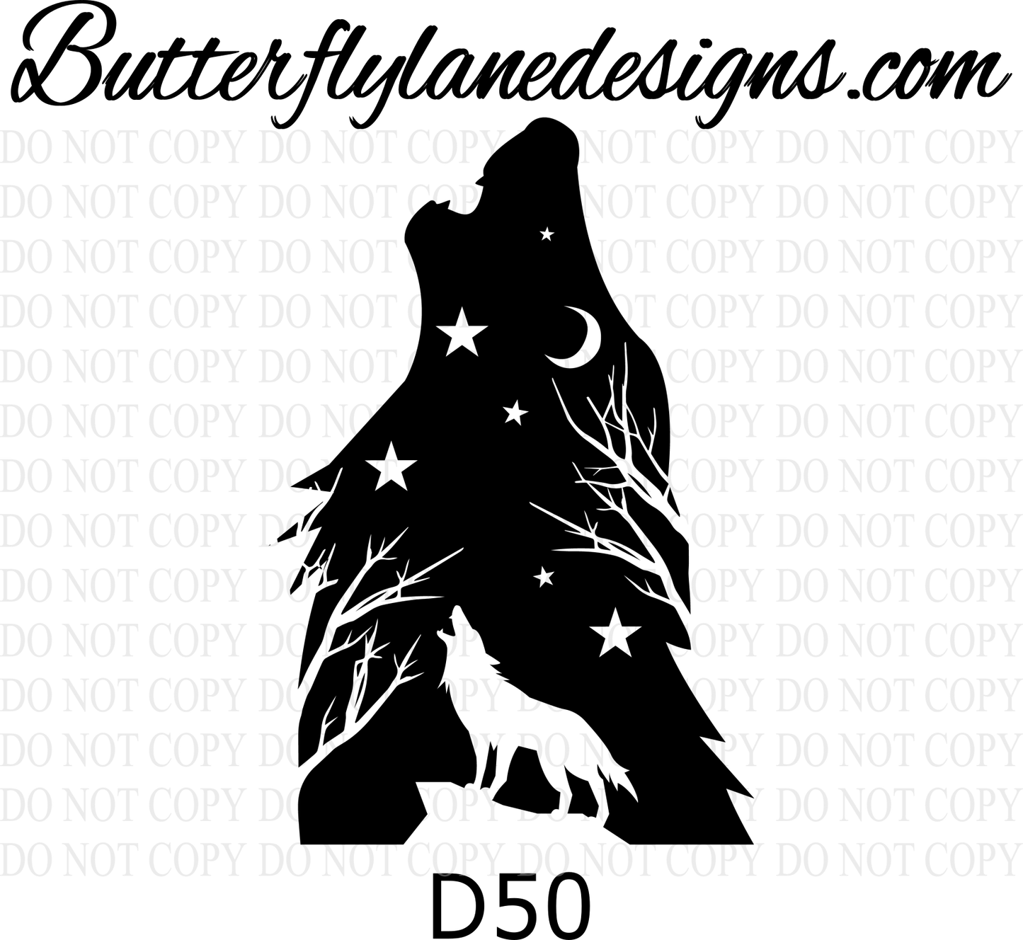 D50 Howling wolf-01 :: Clear Decal :: VC Decal