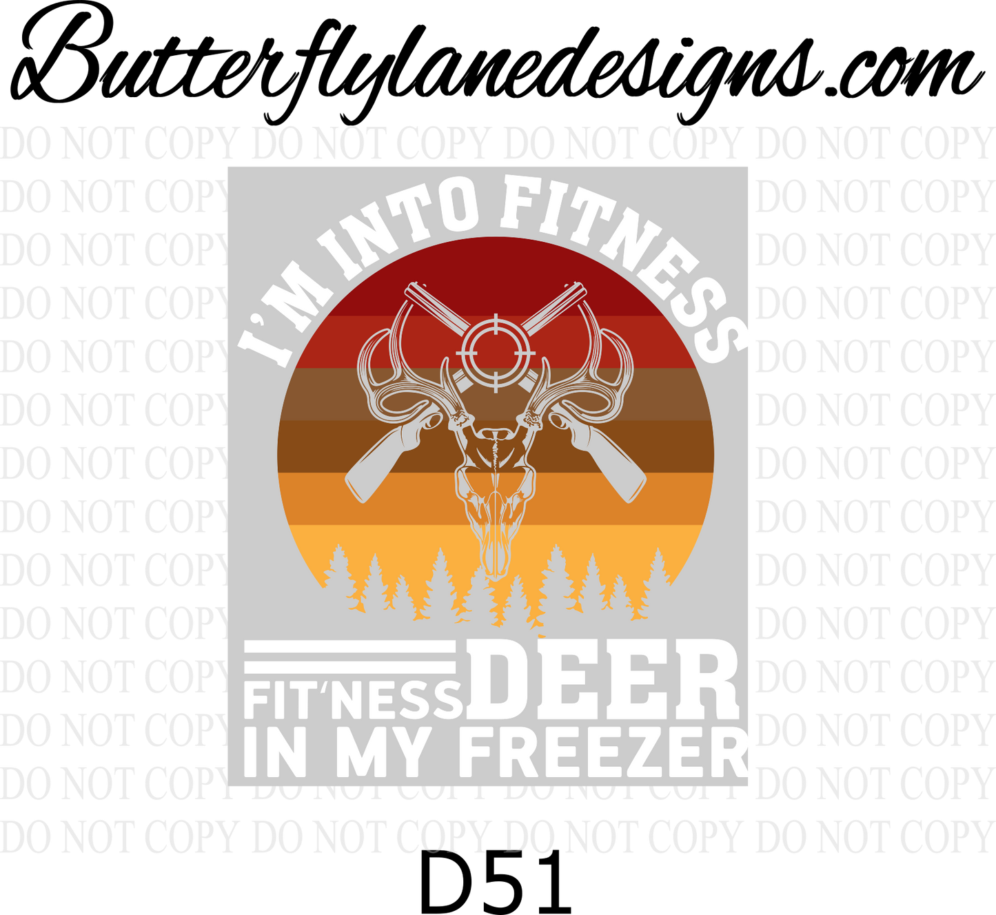 D51  Fitness deer in my freezer :: Clear Decal :: VC Decal