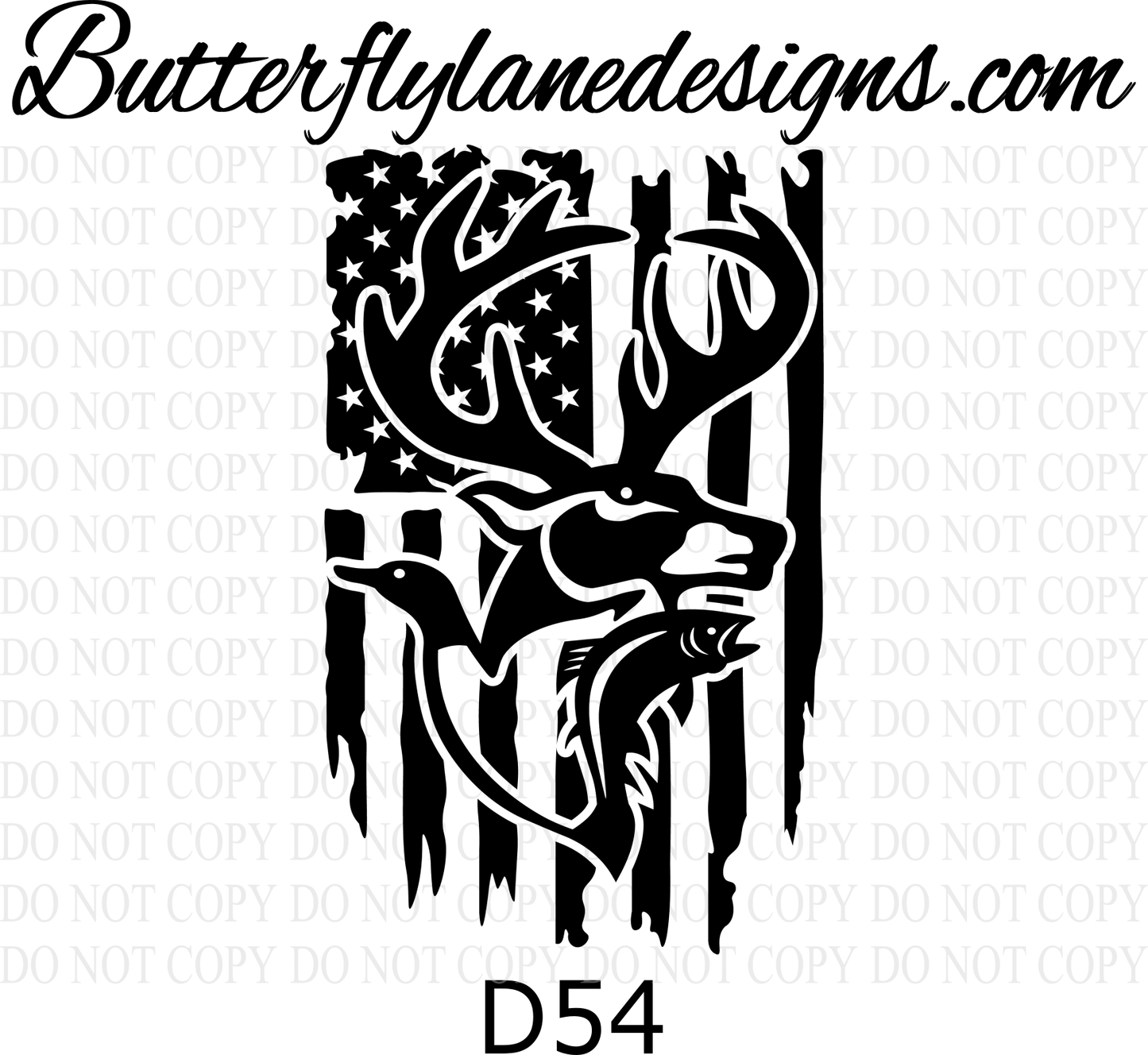 D54 Hunting-fishing-flag :: Clear Decal :: VC Decal