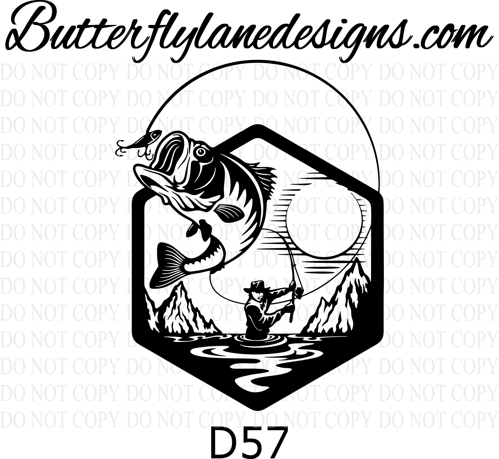 D57 Fishing 02 Clear Decal VC Decal Butterfly Lane Designs