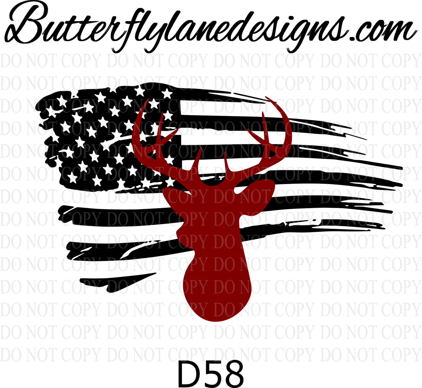 D58 Deer Flag :: Clear Decal :: VC Decal