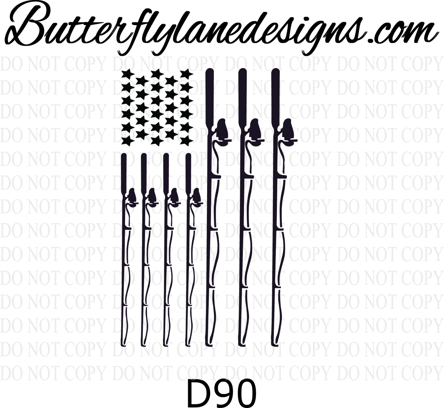 D90 Fishing pole flag :: Clear Decal :: VC Decal