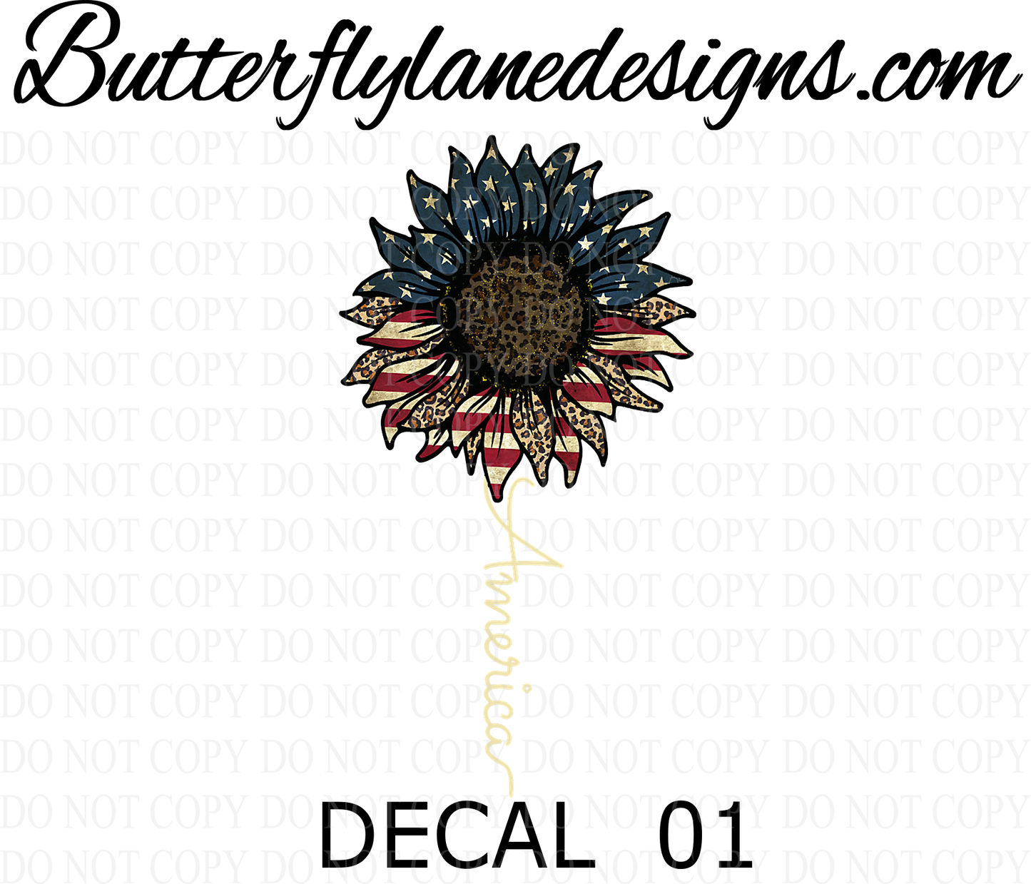 Decal 1 - America Sunflower :: Clear Decal :: VC Decal