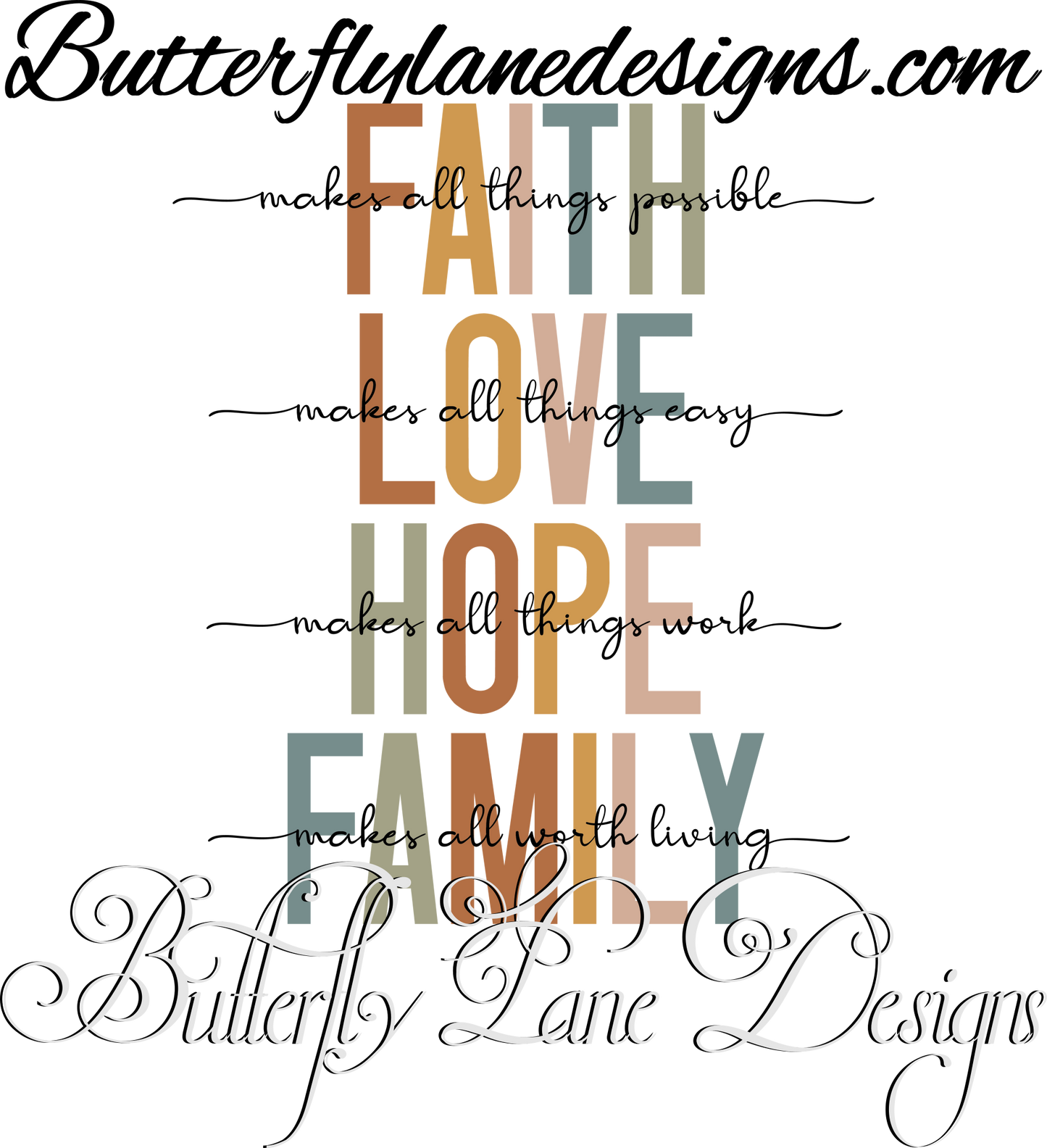 Faith love hope family :: Clear Decal :: VC Decal