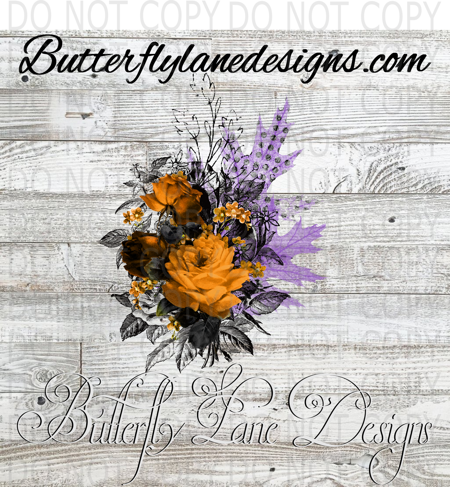 Fall-Halloween Flowers 04-WM :: Clear Decal