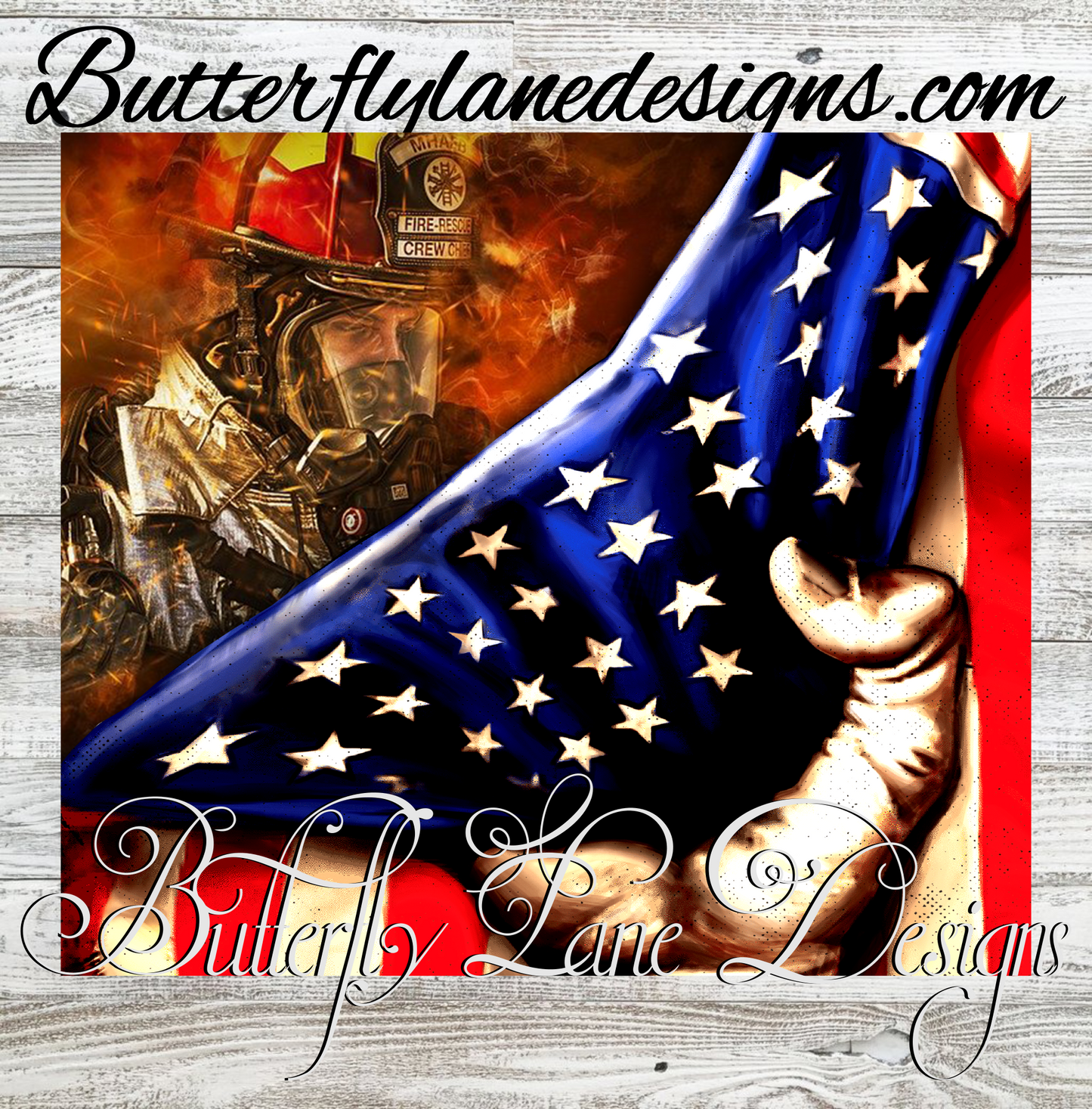 Fire Fighter -Pulled Flag wrap :: Tumbler wrap