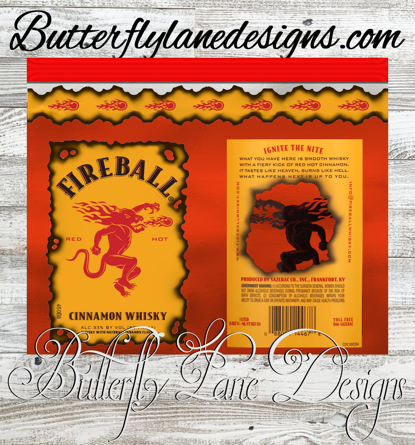 Fireball whiskey :: White Cast Tumbler wrap