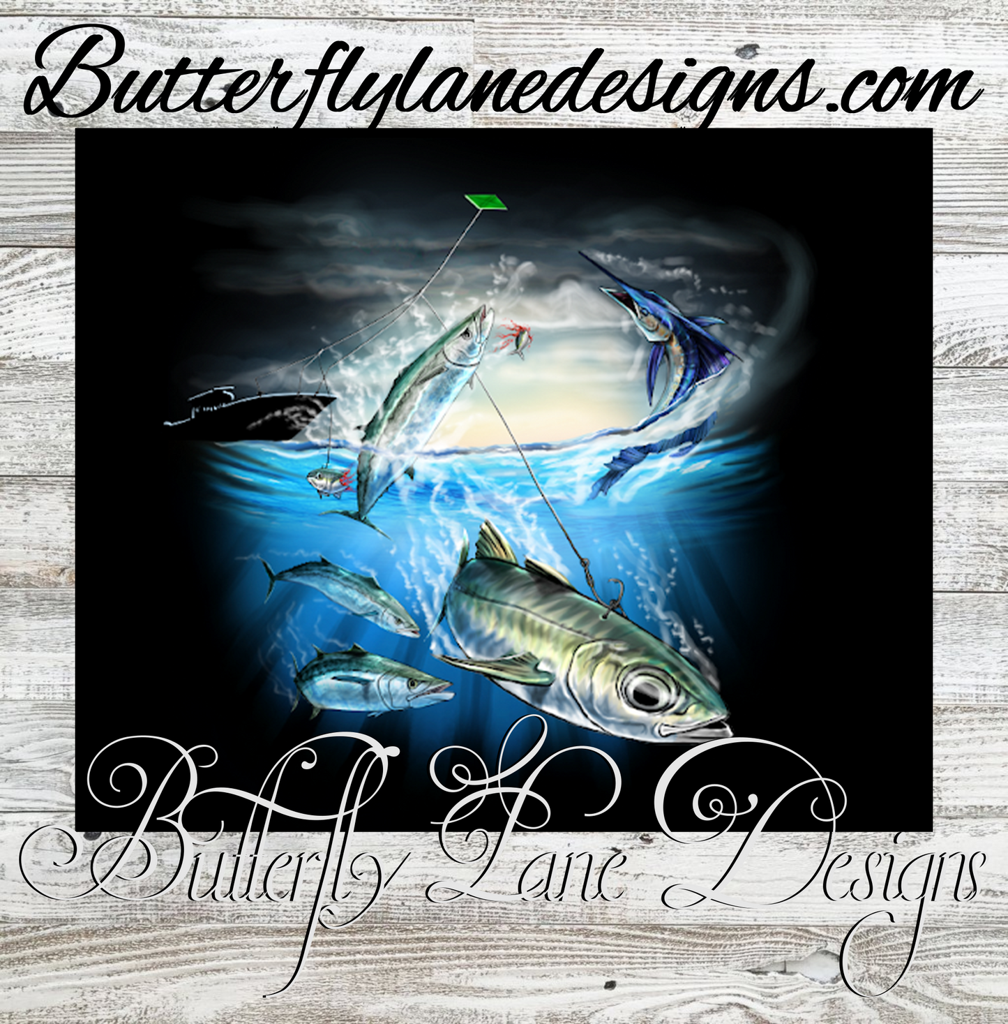 Fishing wrap- Black underwater :: Tumbler wrap