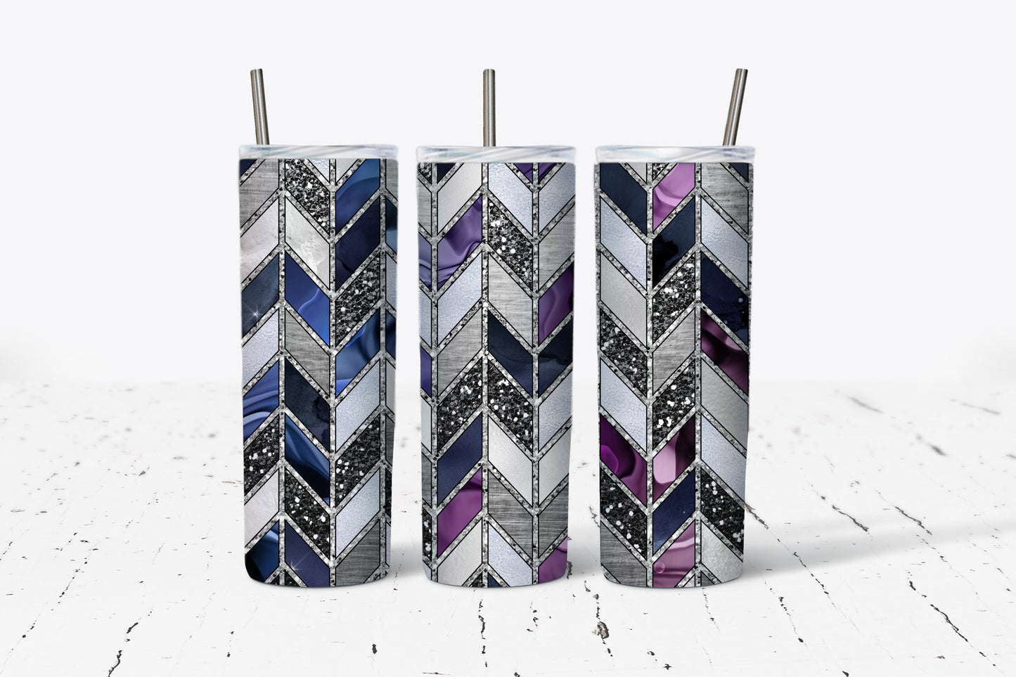 Chevron-Blue-Purple- :: White Cast Tumbler wrap