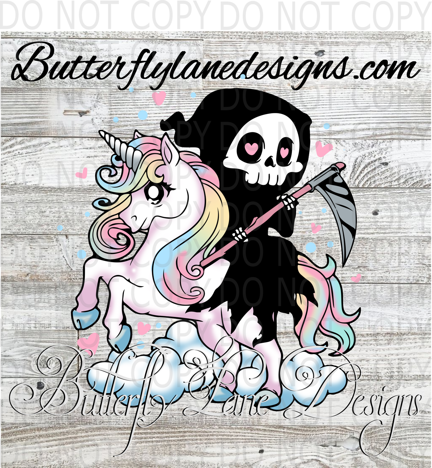 Grim on a Unicorn-spooky :: Clear Decal :: VC Decal