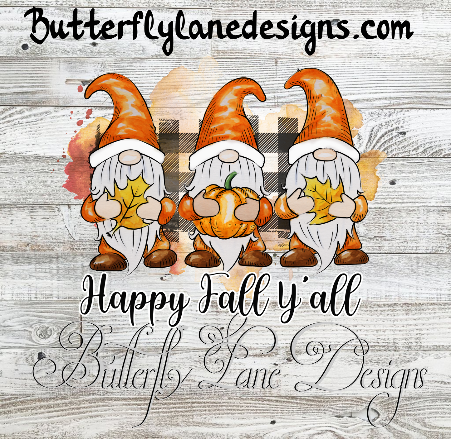 Happy Fall Y'all Gnomes:: Clear Cast Decal