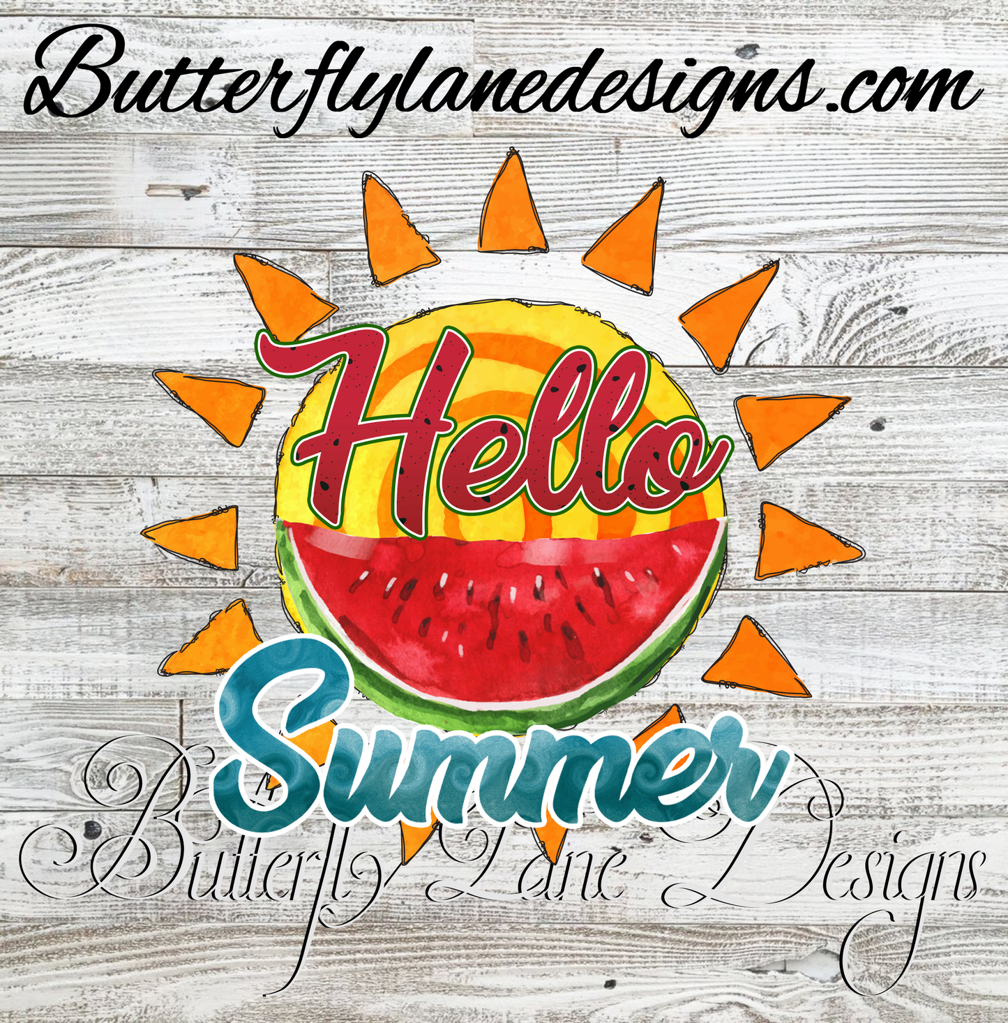 Hello Summer-watermelon sun :: Clear Decal :: VC Decal