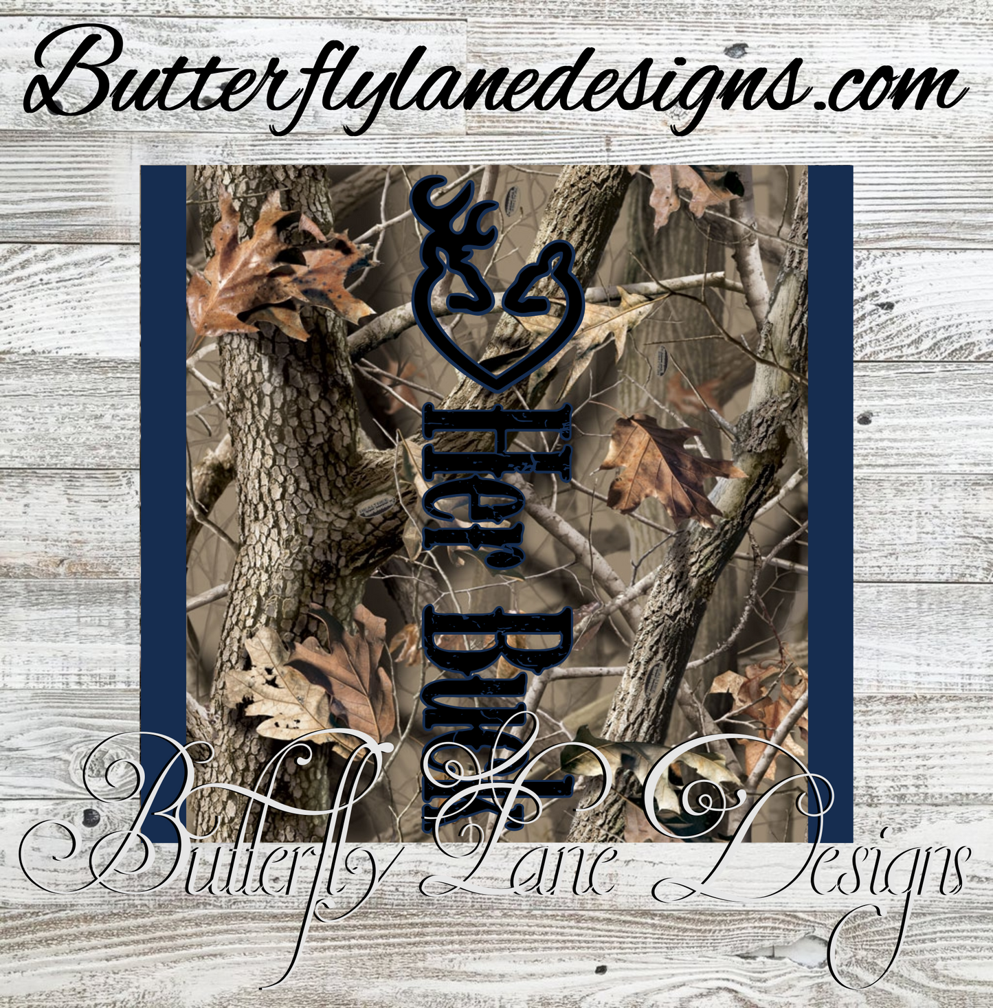 Her Buck-Blue camo- :: White Cast Tumbler wrap