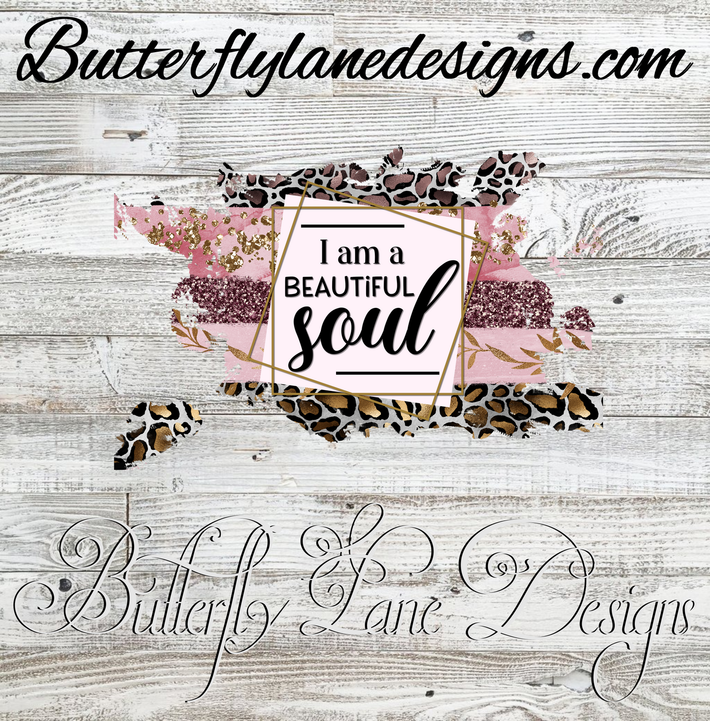 I am a beautiful soul-Pink leopard :: Clear Cast Decal