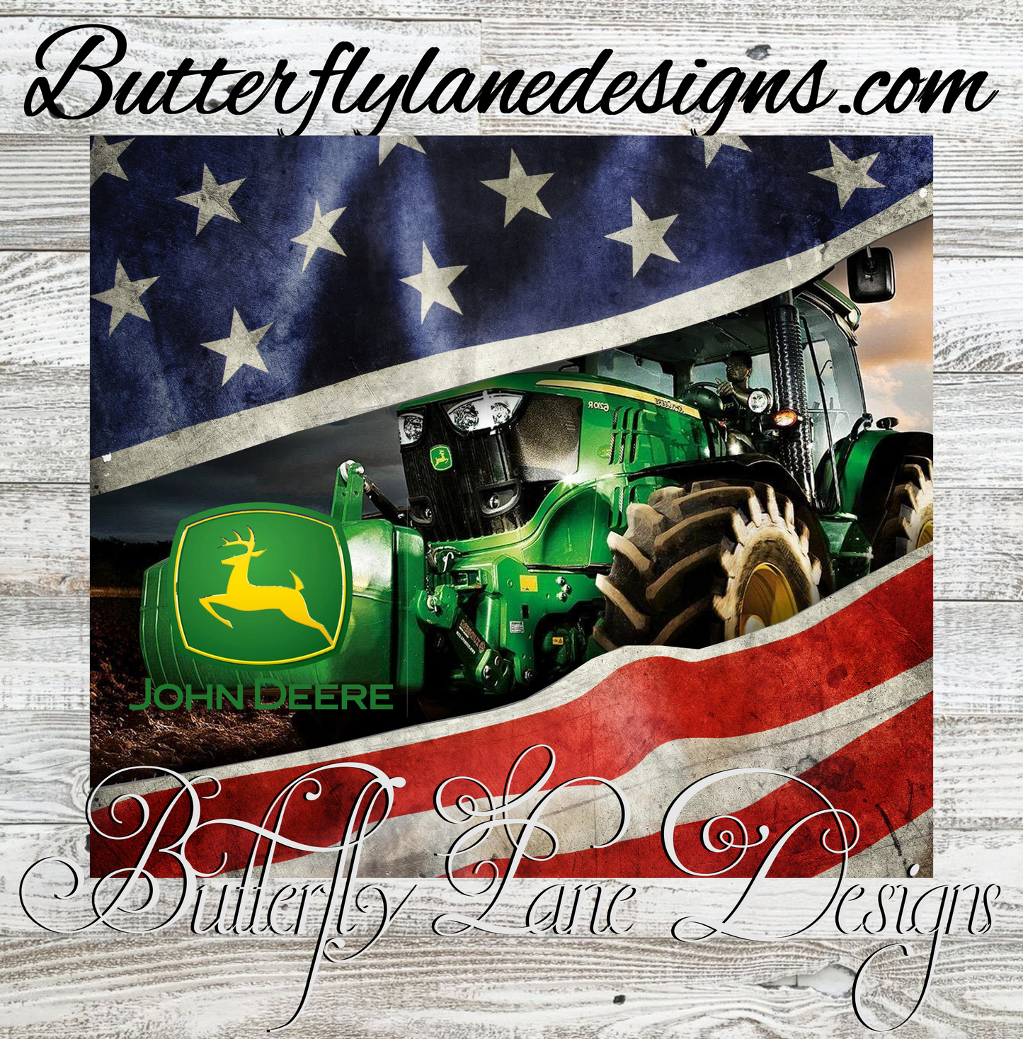 Stars and Strips John Deere 01 :: White Cast Tumbler wrap