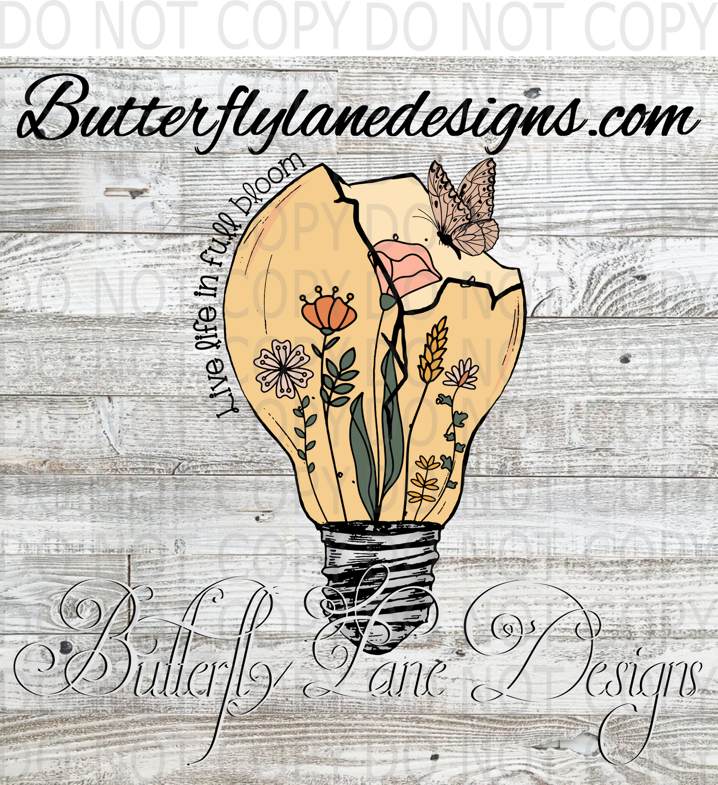 Live life in full bloom-vintage-lightbulb Clear Decal :: VC Decal