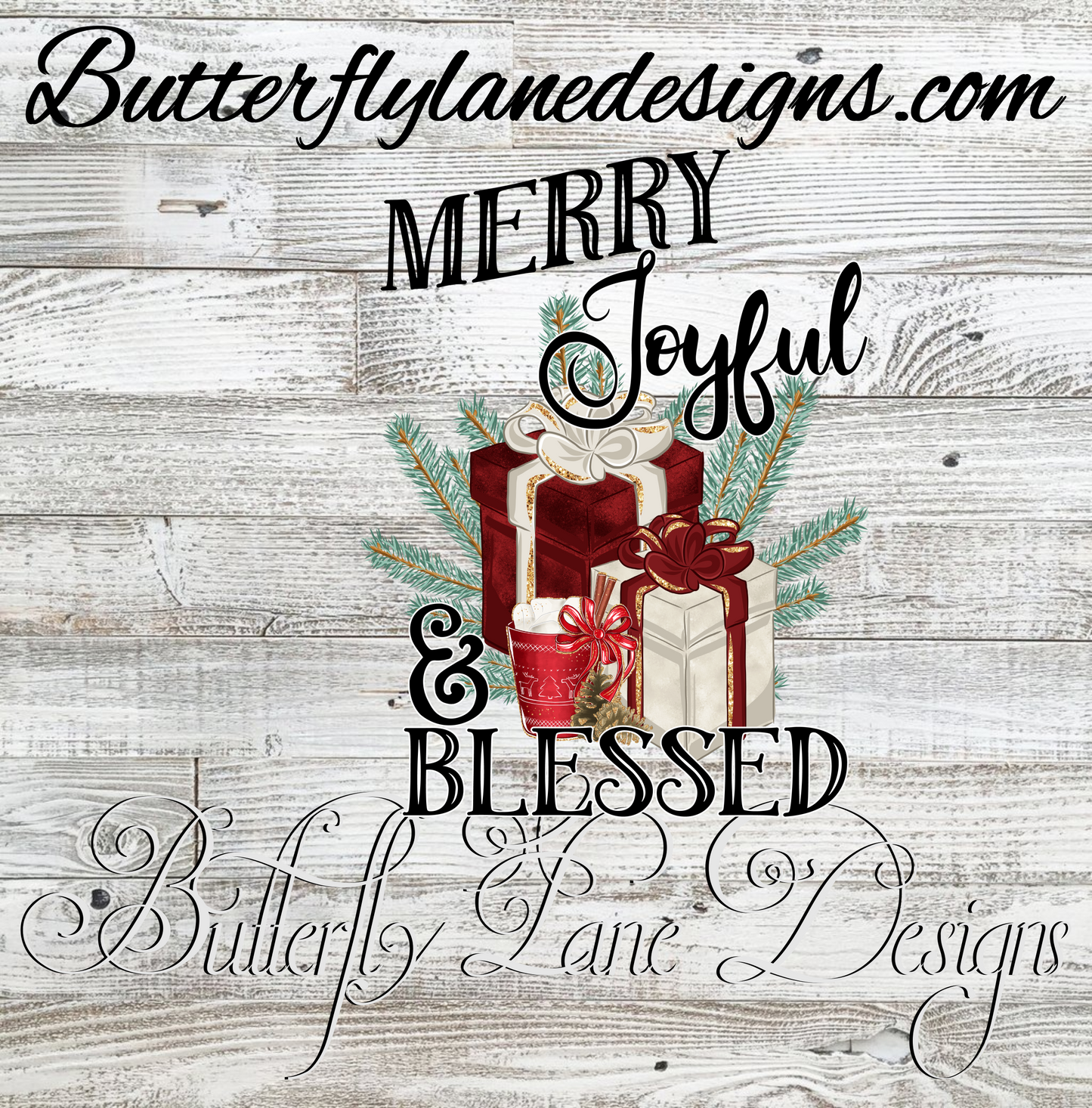 Merry Joyful & Blessed :: Clear Cast Decal