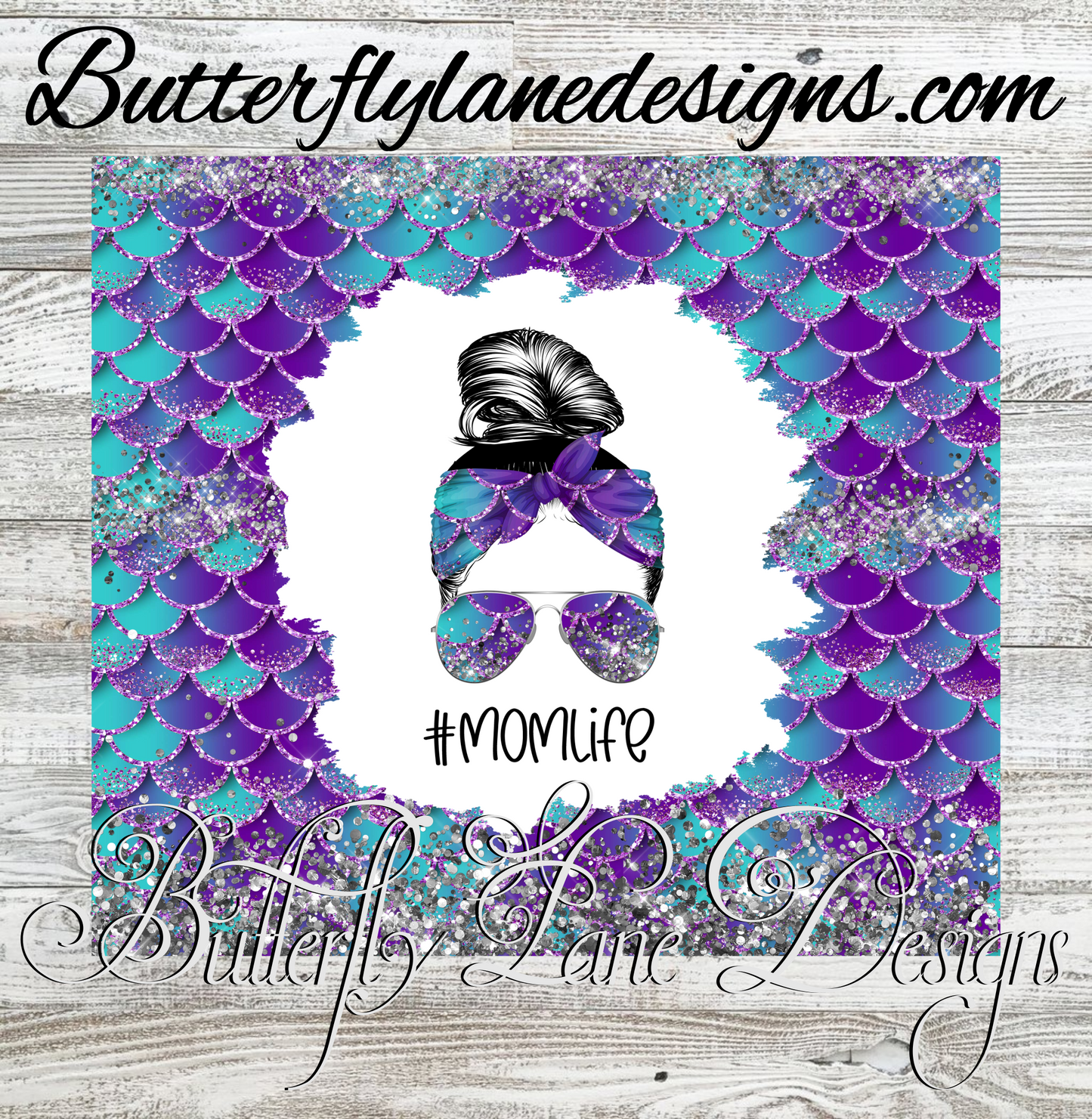 Mom Life; Turquoise & Purple Mermaid:: 388 Tumbler wrap