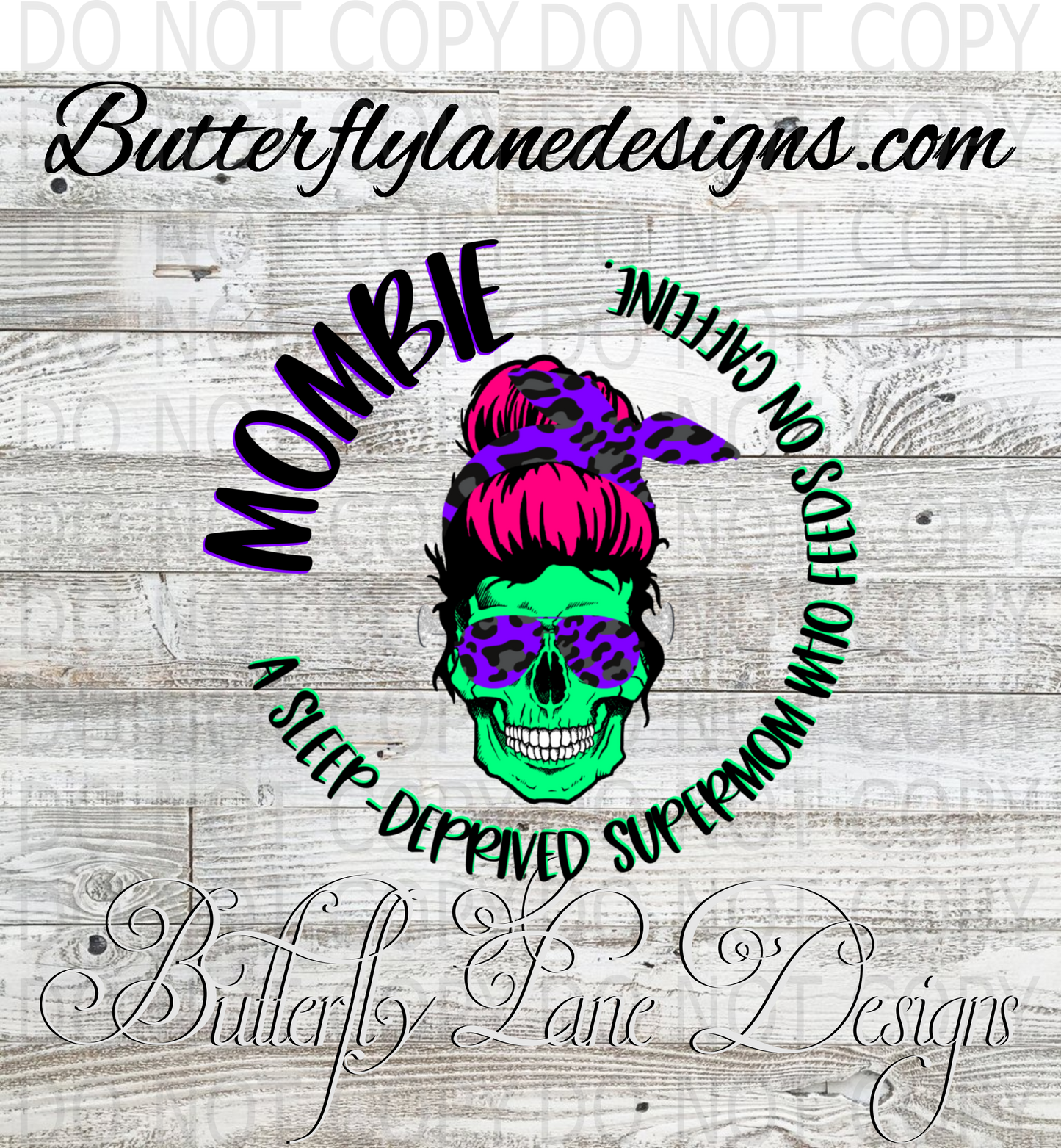Mombie-green skull: Clear Decal :: VC Decal