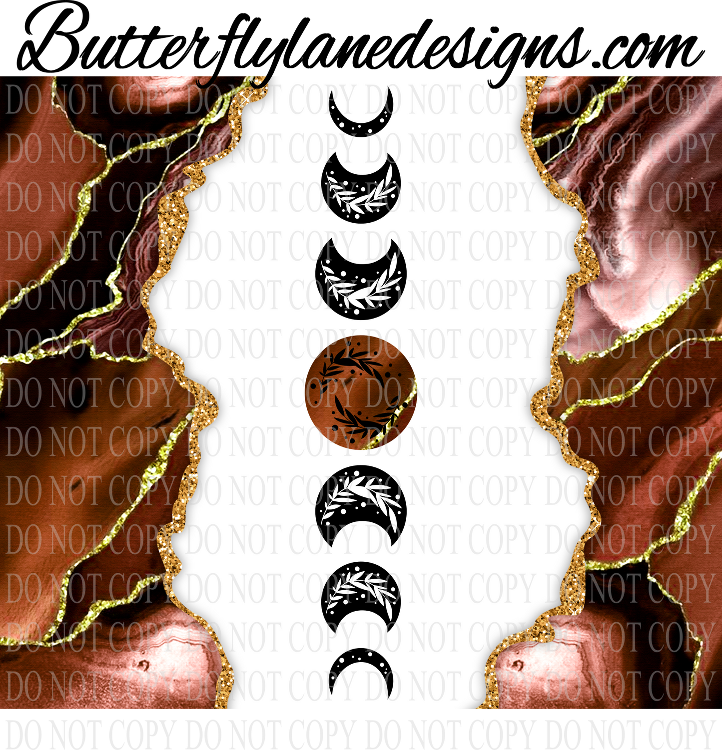 Moon Phase wrap-amber agate-1-BLD :: Tumbler wrap