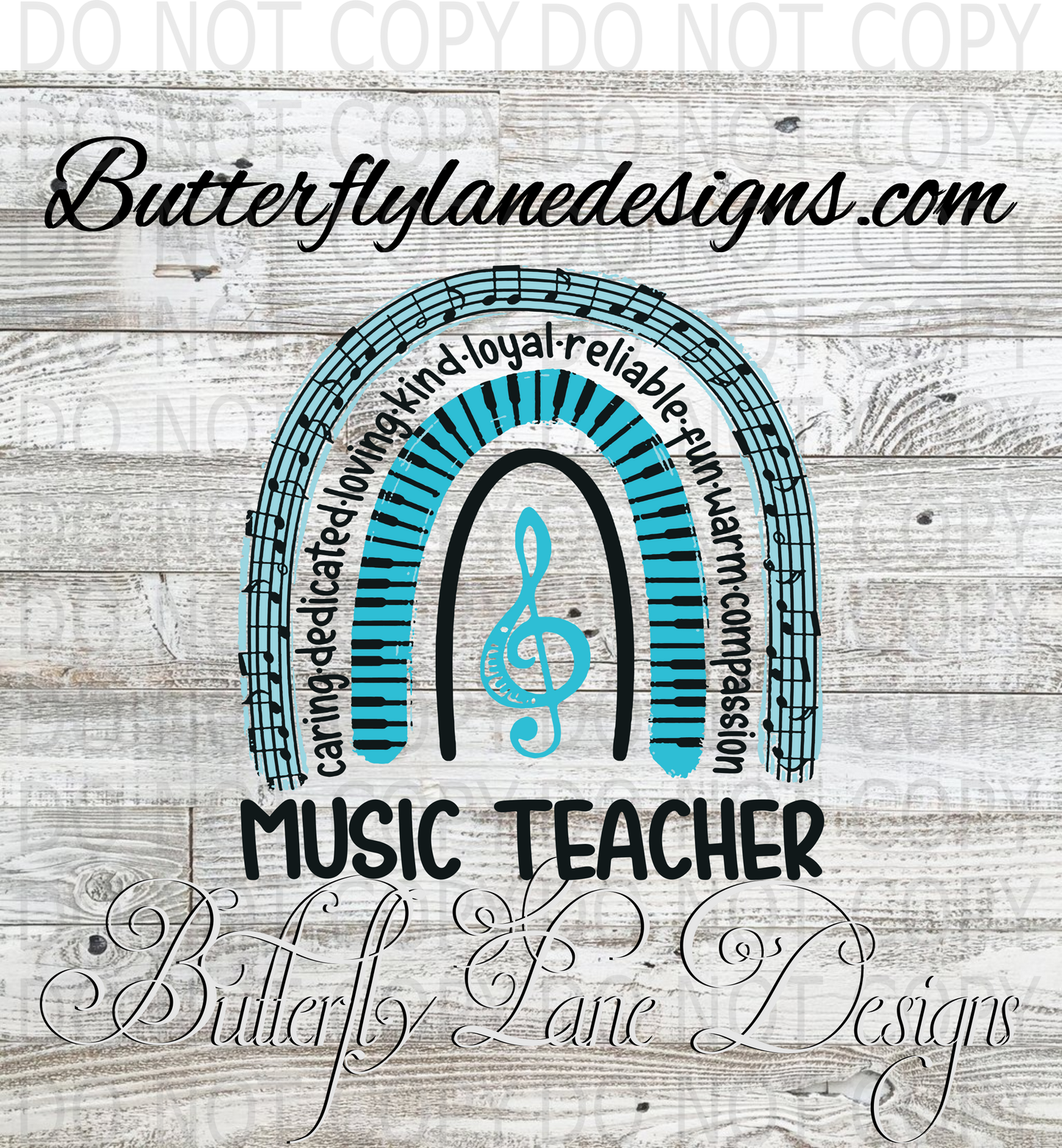 Music Teacher Boho Rainbow :: Clear Decal :: VC Decal