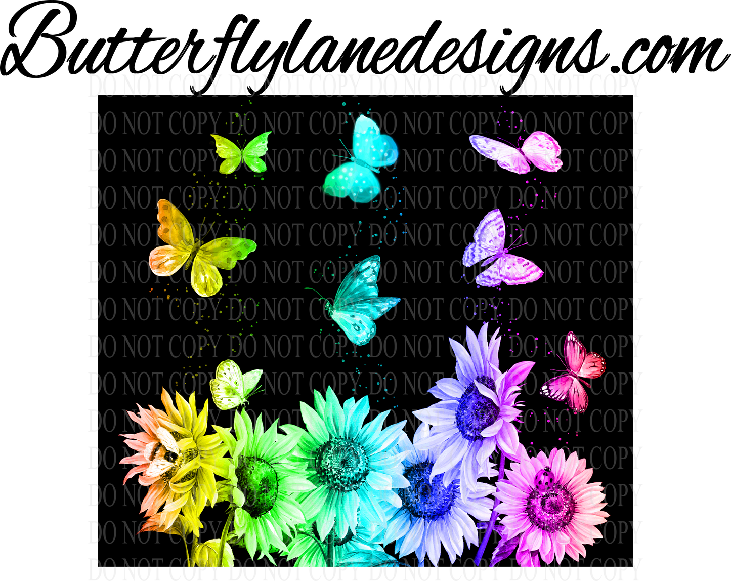 Neon Sunflowers & Butterflies-wrap:: Tumbler wrap