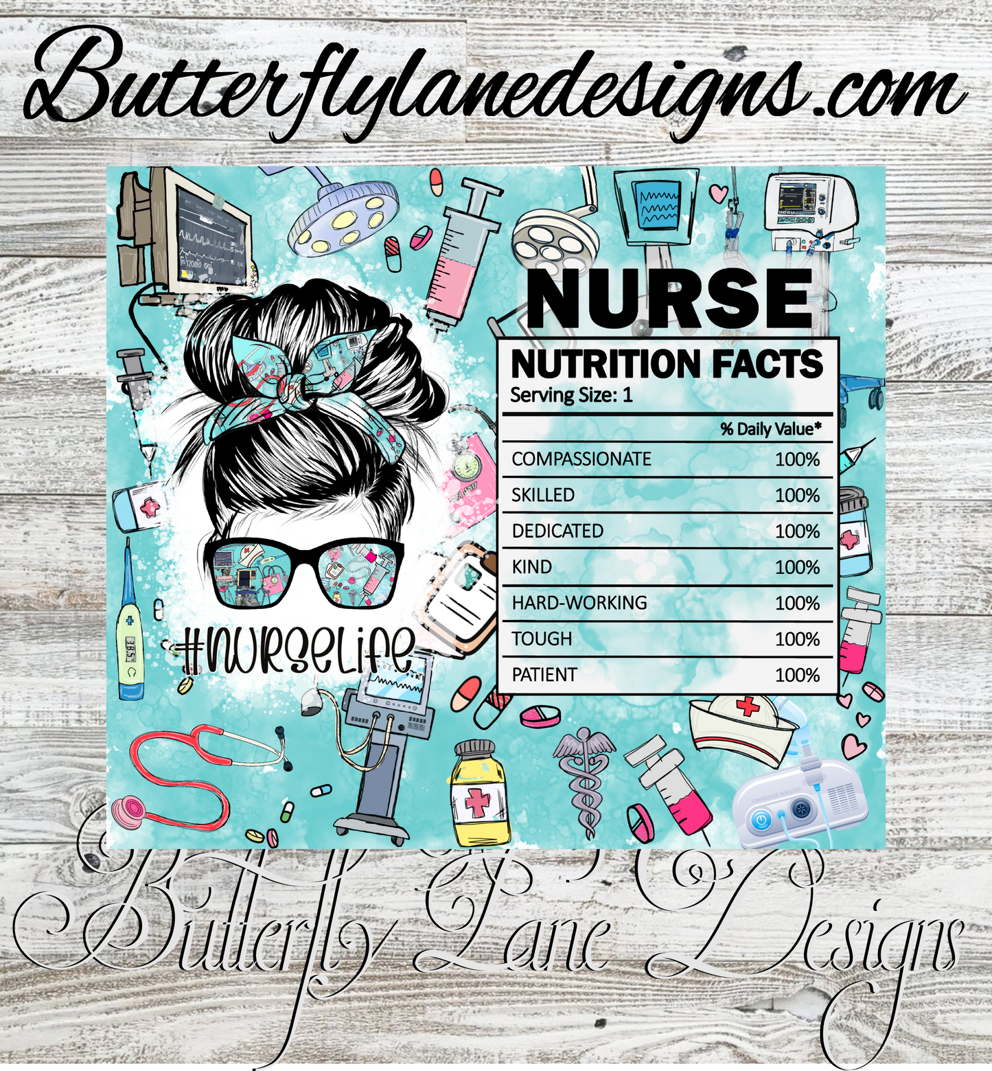 Nurse Life-nutrition facts-wrap :: White Cast Tumbler wrap