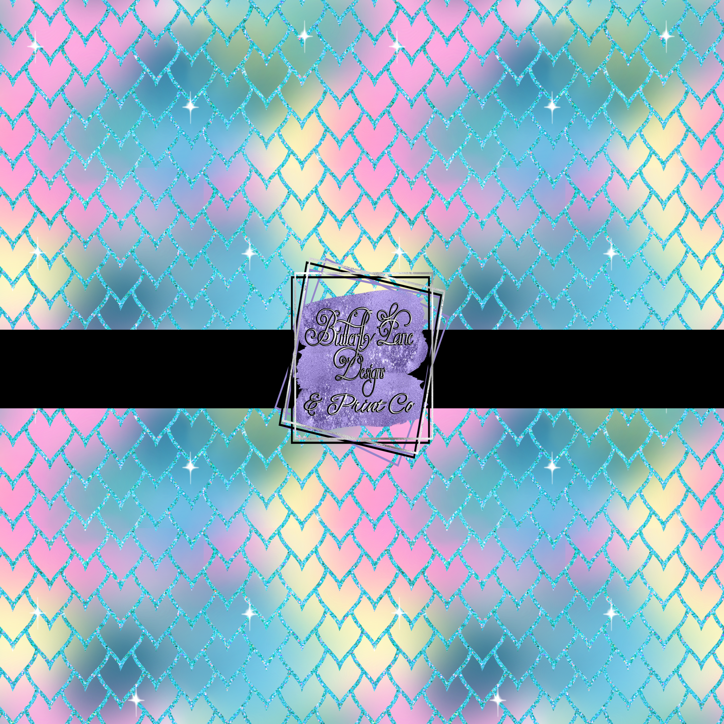 Ocean Life -Bright pastels -heart mermaid scales  PV 518- Patterned Vinyl