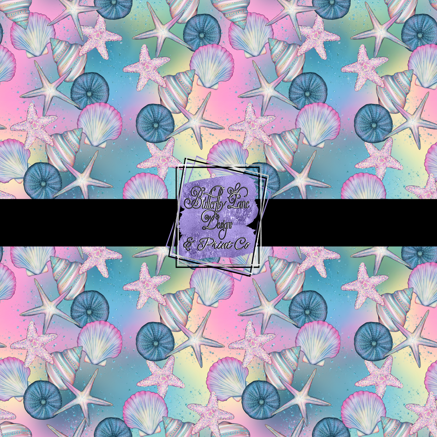 Ocean Life -Bright pastels sea shells  PV 517- Patterned Vinyl