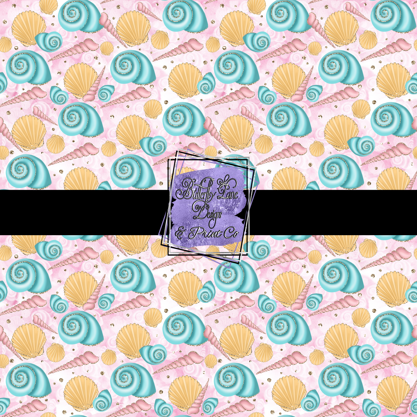 Ocean life- Pastel Shells with gold accents - PV 506- Patterned Vinyl