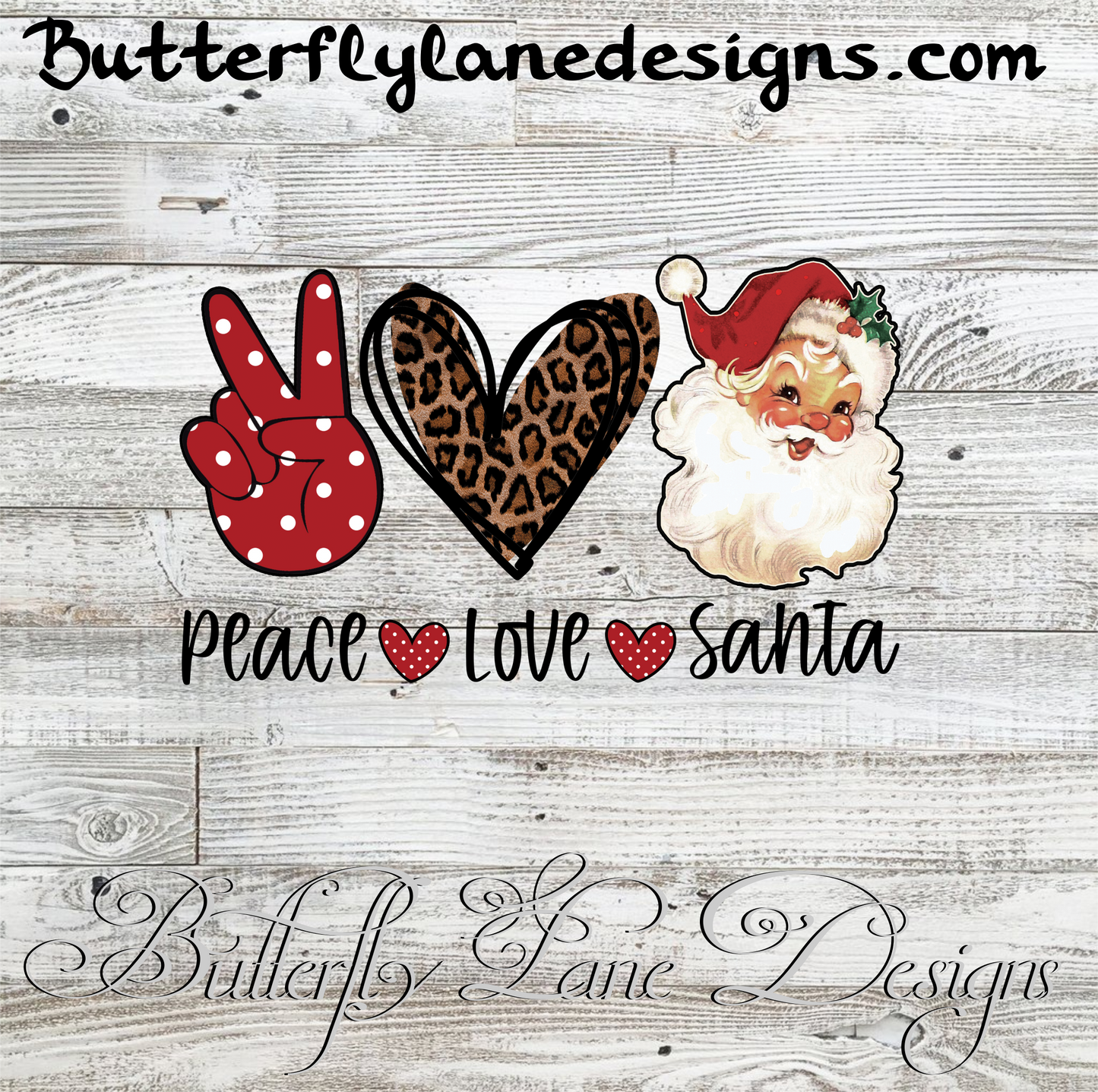 Peace Love Santa- with Antique Santa :: Clear Cast Decal