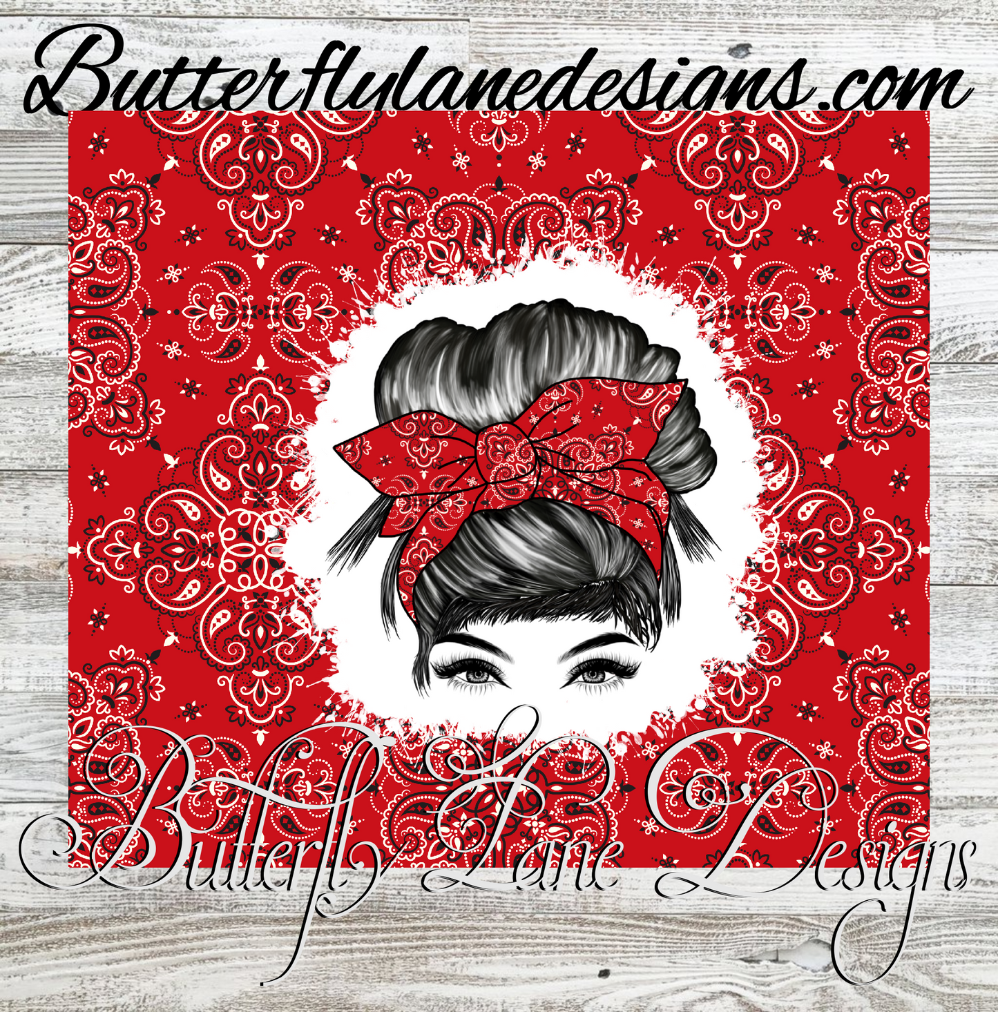 Red Bandana-Messy Bun-wrap :: Tumbler wrap