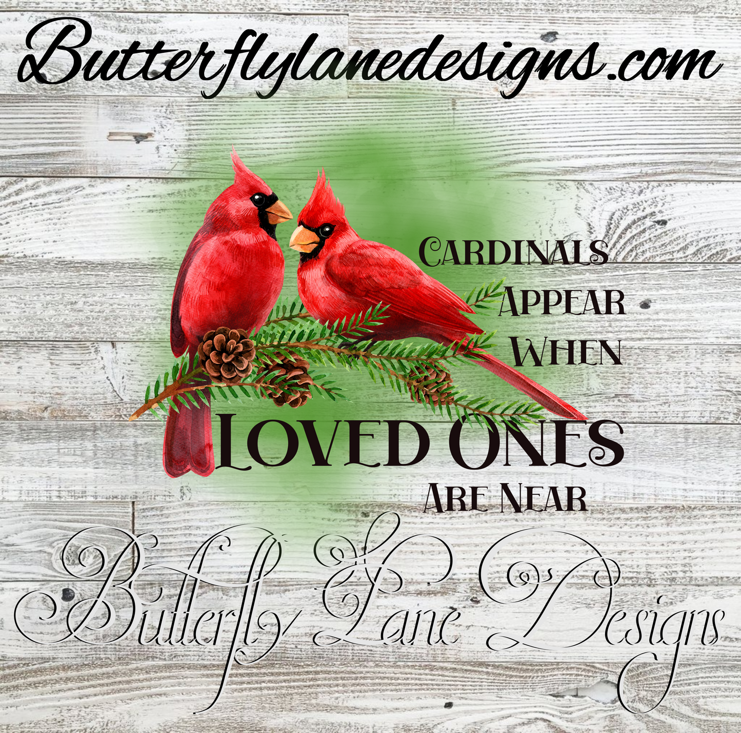 Red Cardinal-Green-Cardinals appear when angles are near :: Clear Cast Decal