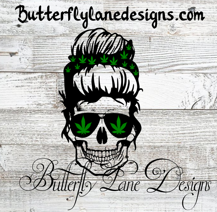 Stoner Skull-Green  :: Clear Cast Decal