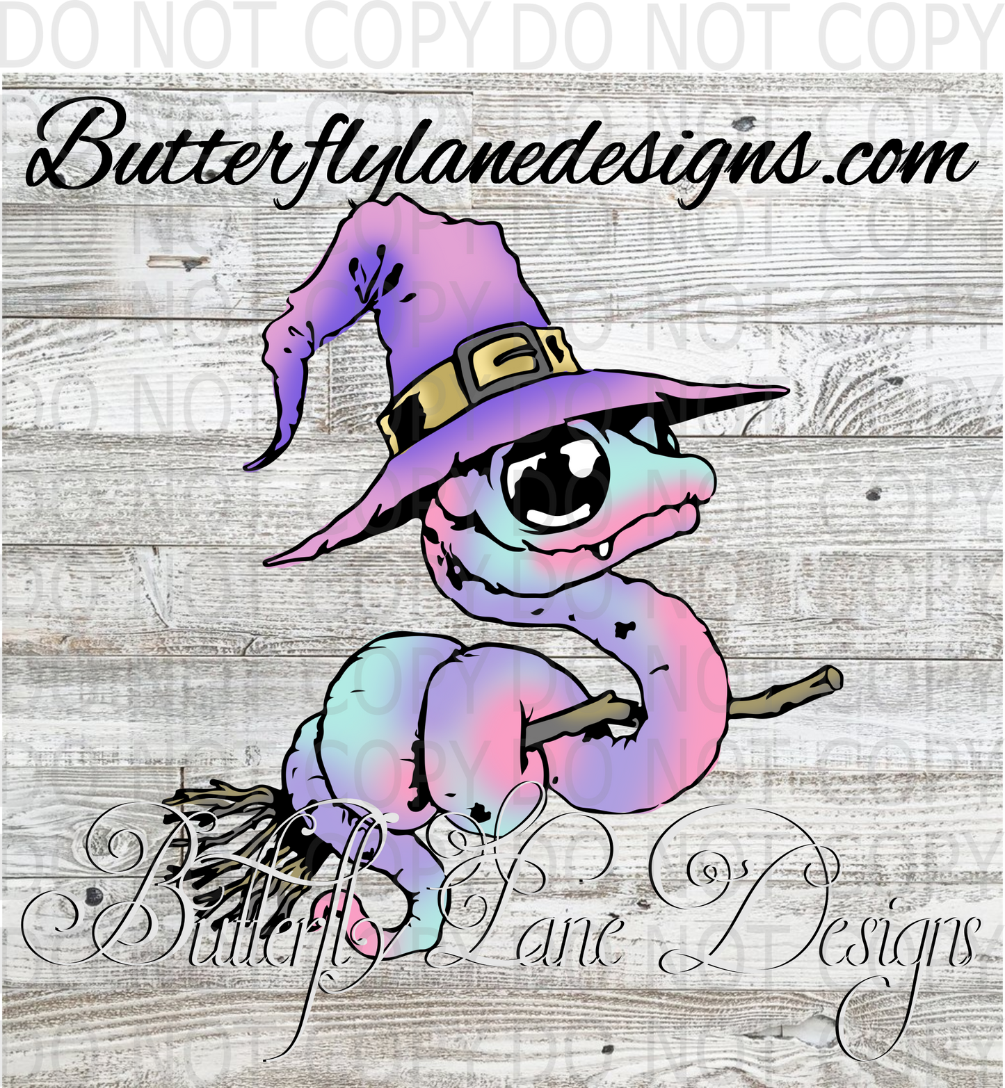 Snake on a broom-cute spooky :: Clear Decal :: VC Decal