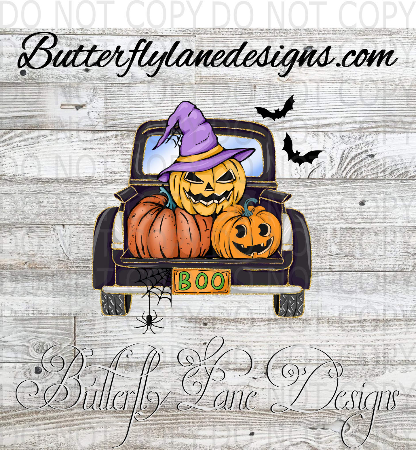 Spooky Boo Truck with jack O Lantern : Clear Decal :: VC Decal