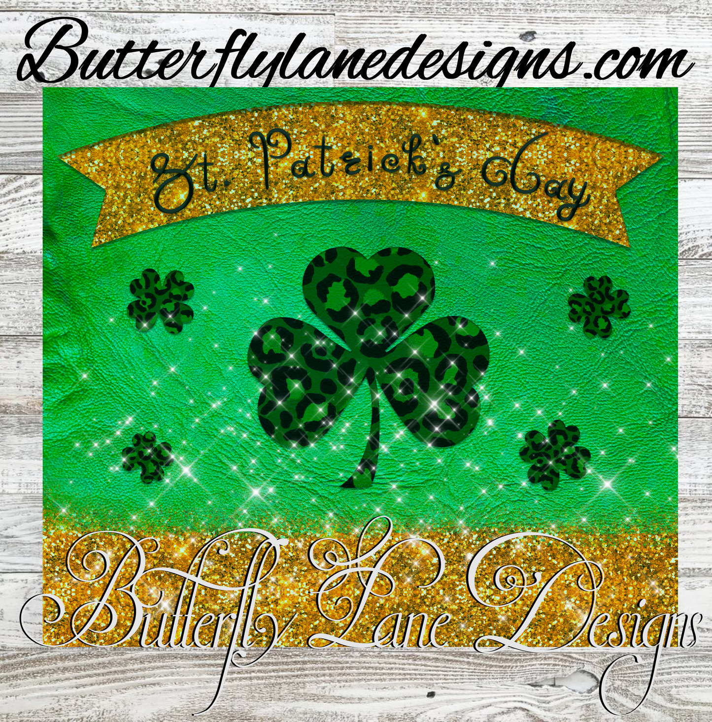St.Patricks-shamrock leopard print :: White Cast Tumbler wrap