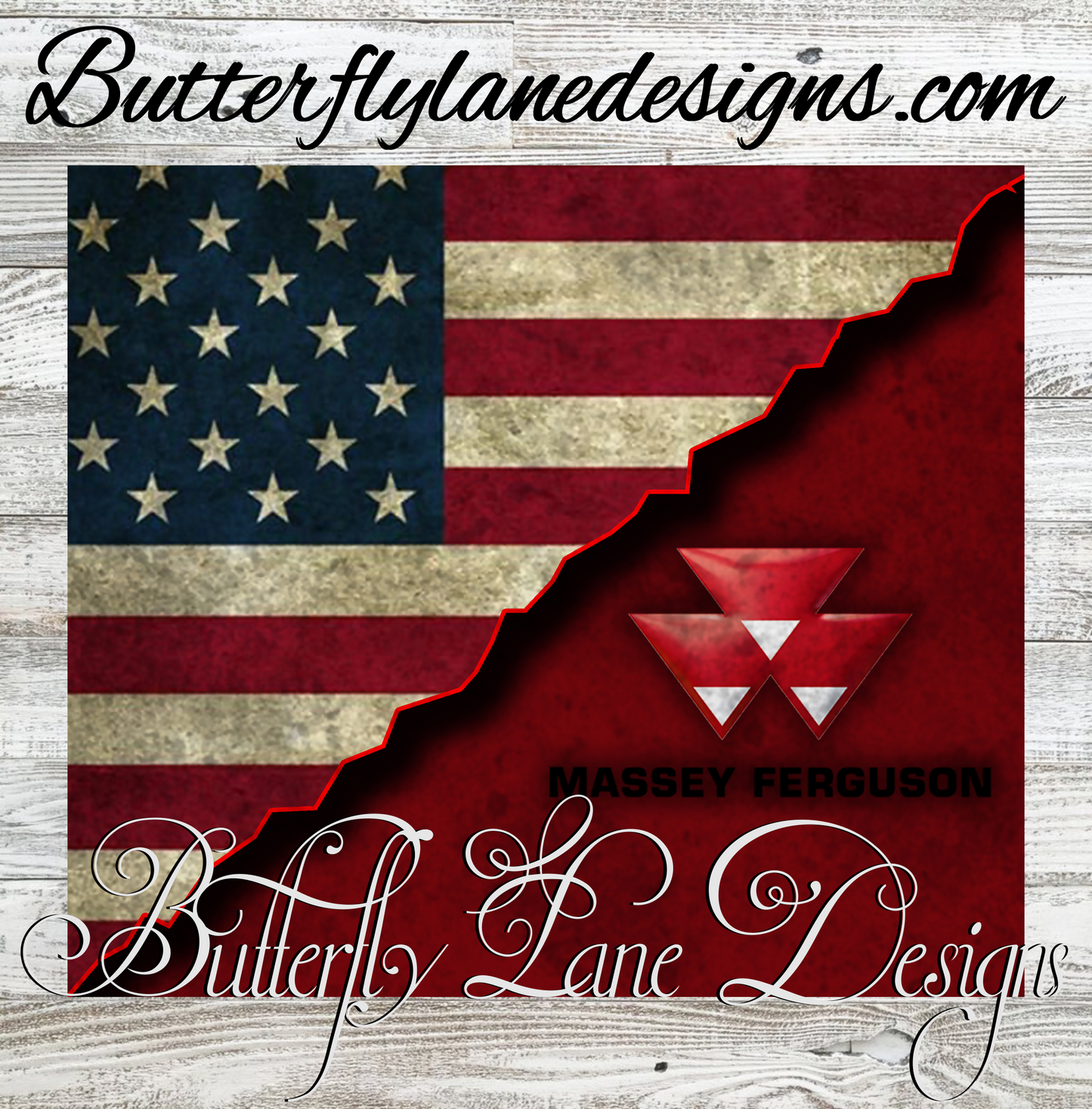 Stars & Strips Massey Ferguson :: White Cast Tumbler wrap