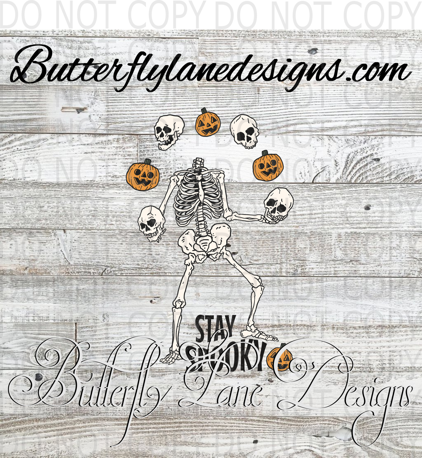 Stay spooky-juggling heads skelly :: Clear Decal :: VC Decal
