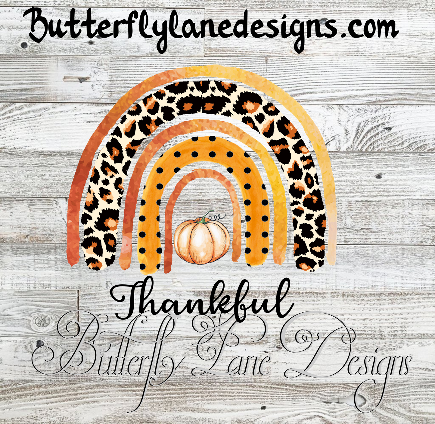 Thankful- Boho Rainbow- Fall-pumpkin:: Clear Cast Decal