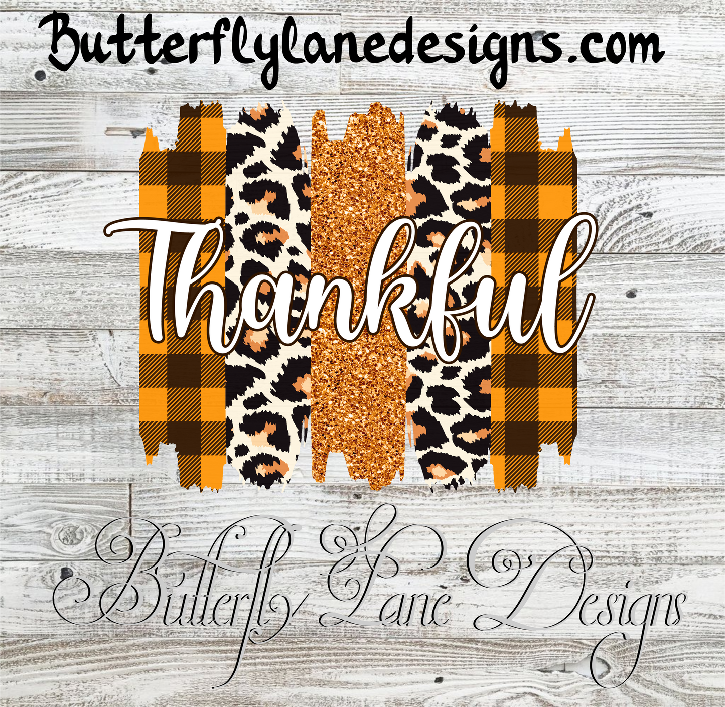 Fall Thankful- Orange Plaid & Leopard Print Clear Cast Decal