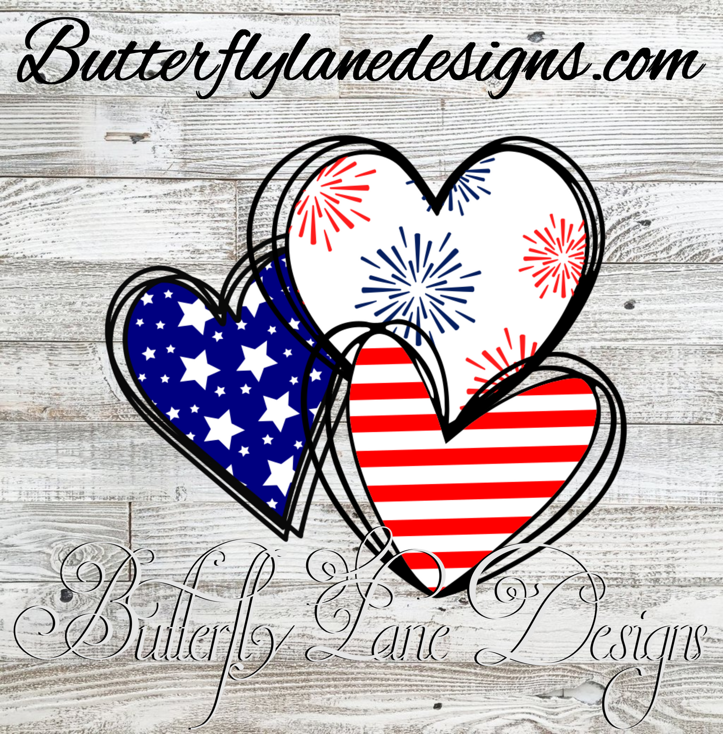 USA-4th-Hearts trio :: Clear Decal :: VC Decal