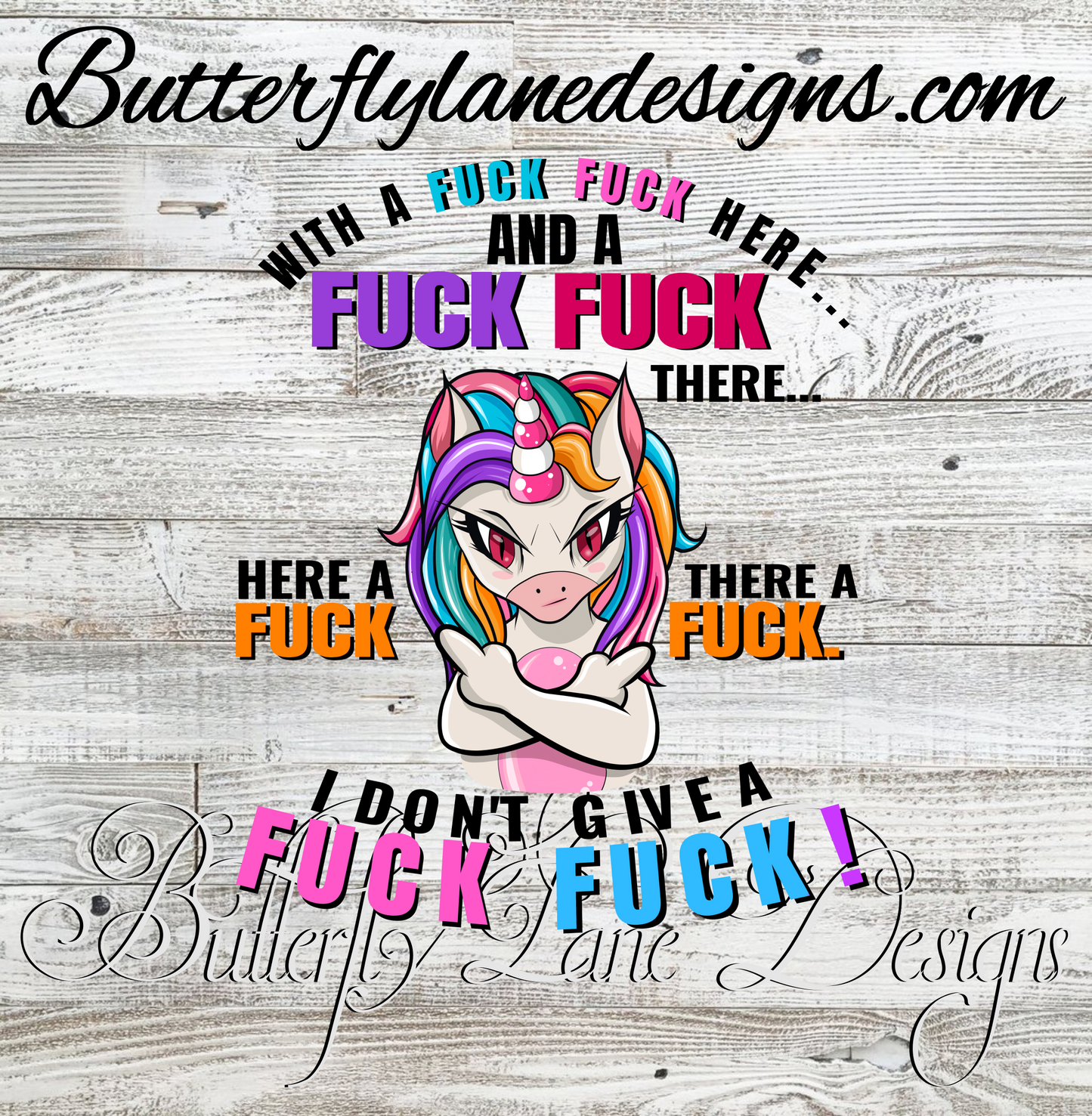 Unicorn-With a F here and a F there, Fuck fuck fuck  :: Clear Decal :: VC Decal