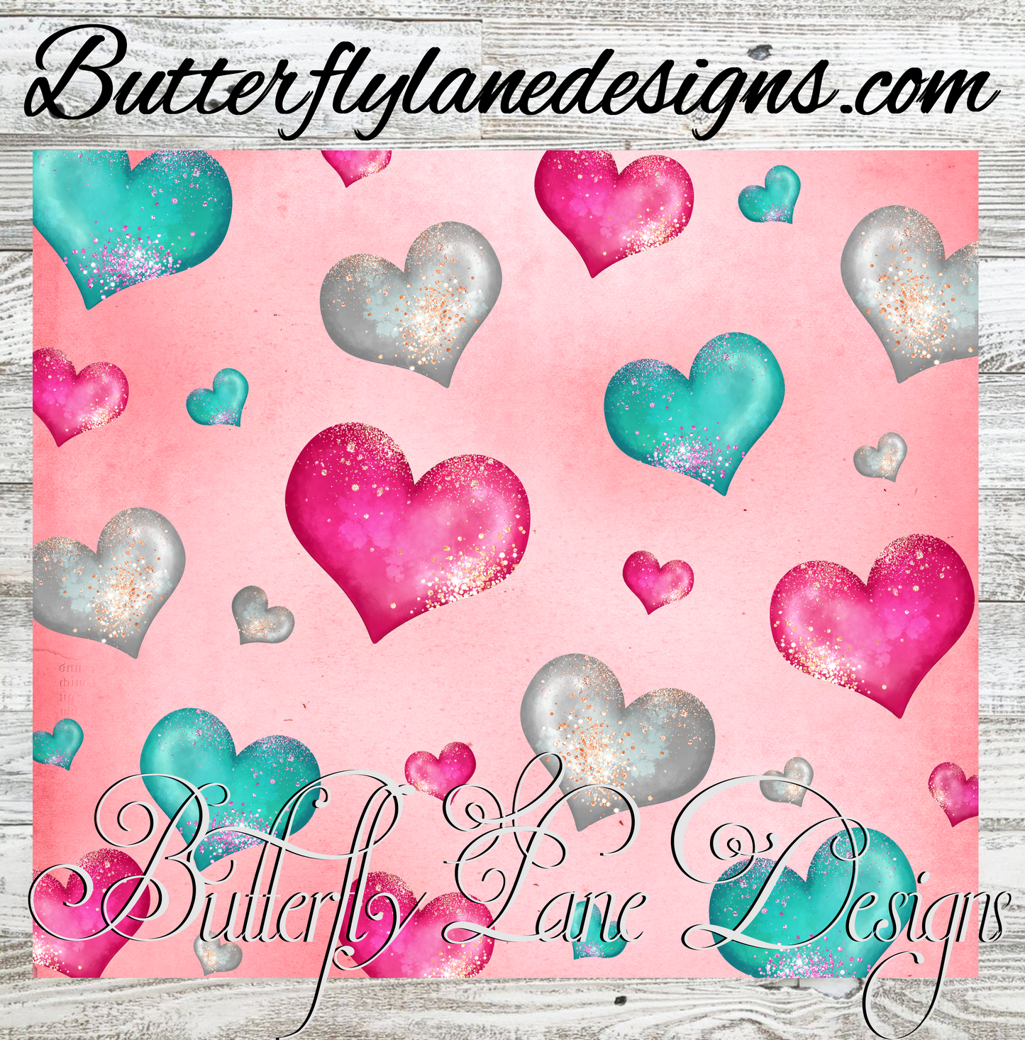 Valentines-Hearts-Glitter sprinkles :: White Cast Tumbler wrap