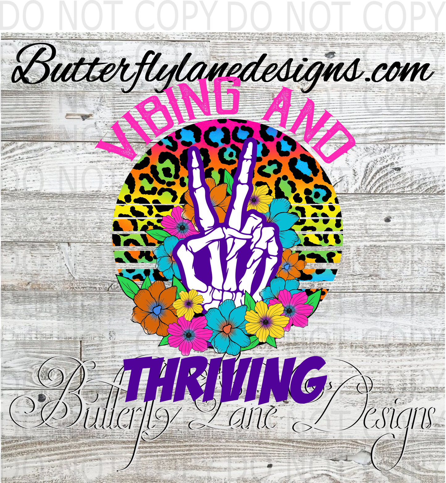 Vibing-Thriving-neon skelly hand- :: Clear Decal :: VC Decal