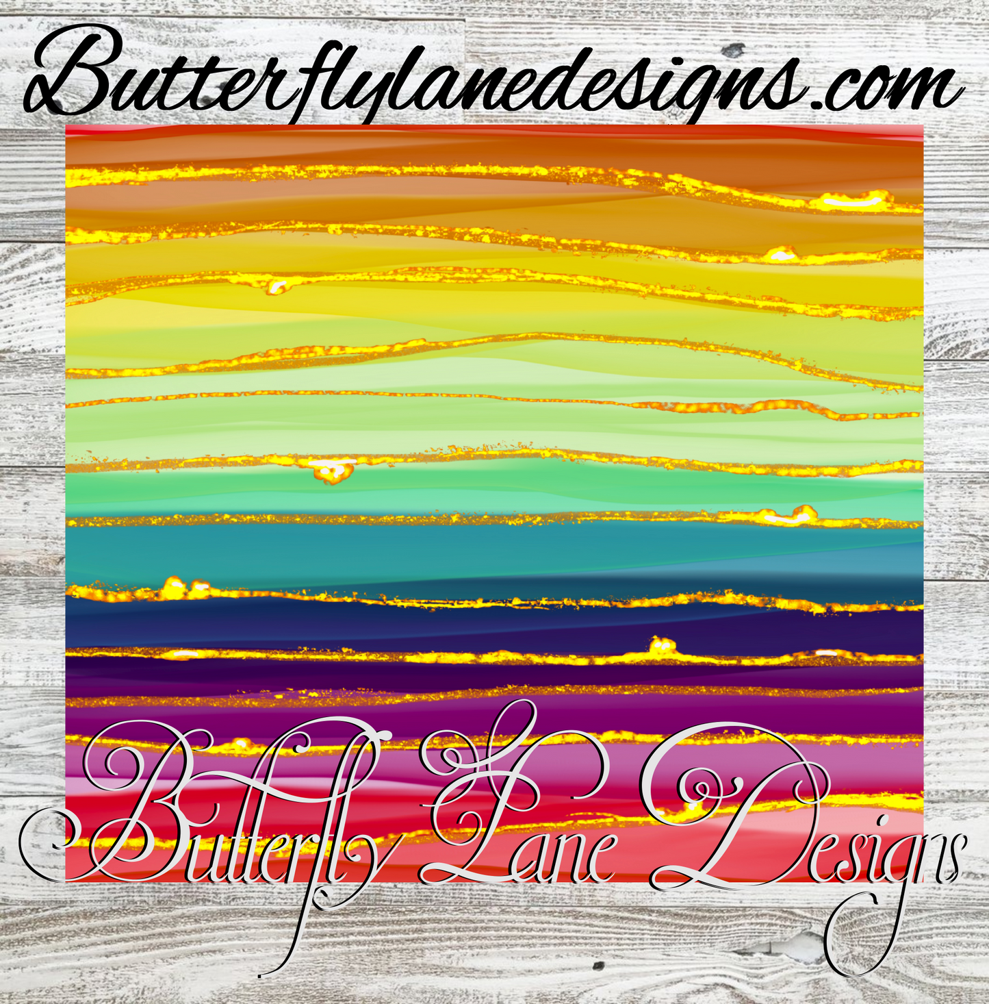 Watercolor inks with yellow gold inlay :: Tumbler wrap