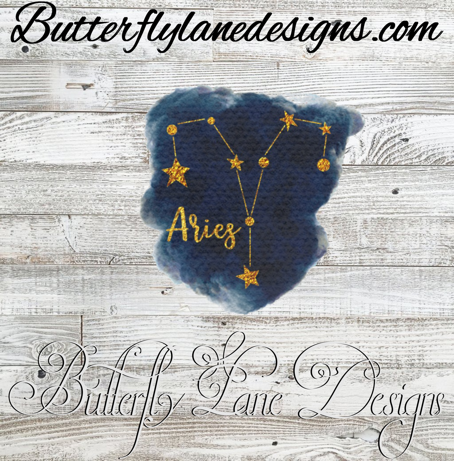 Zodiac-Blue gold- Aries :: Clear Cast Decal