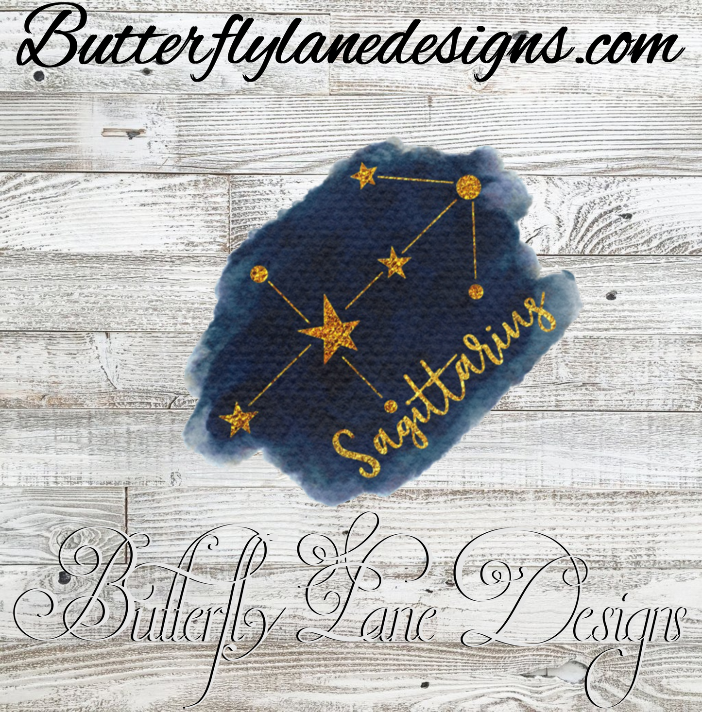 Zodiac-Blue gold- Sagittarius :: Clear Cast Decal