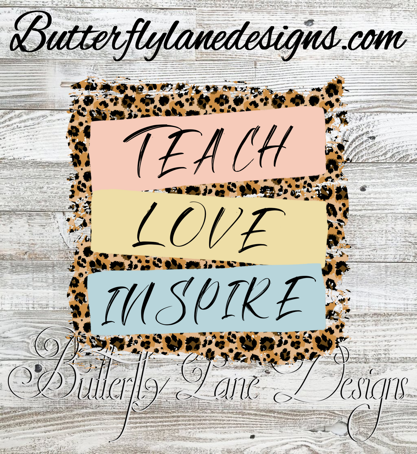 Teach love inspire leopard print :: Clear Decal or VCD
