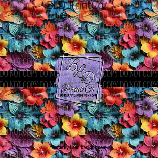 3D Bright Florals PV 1073 ::  Patterned Vinyl
